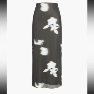 Commense double layer print mesh maxi skirt NEW L